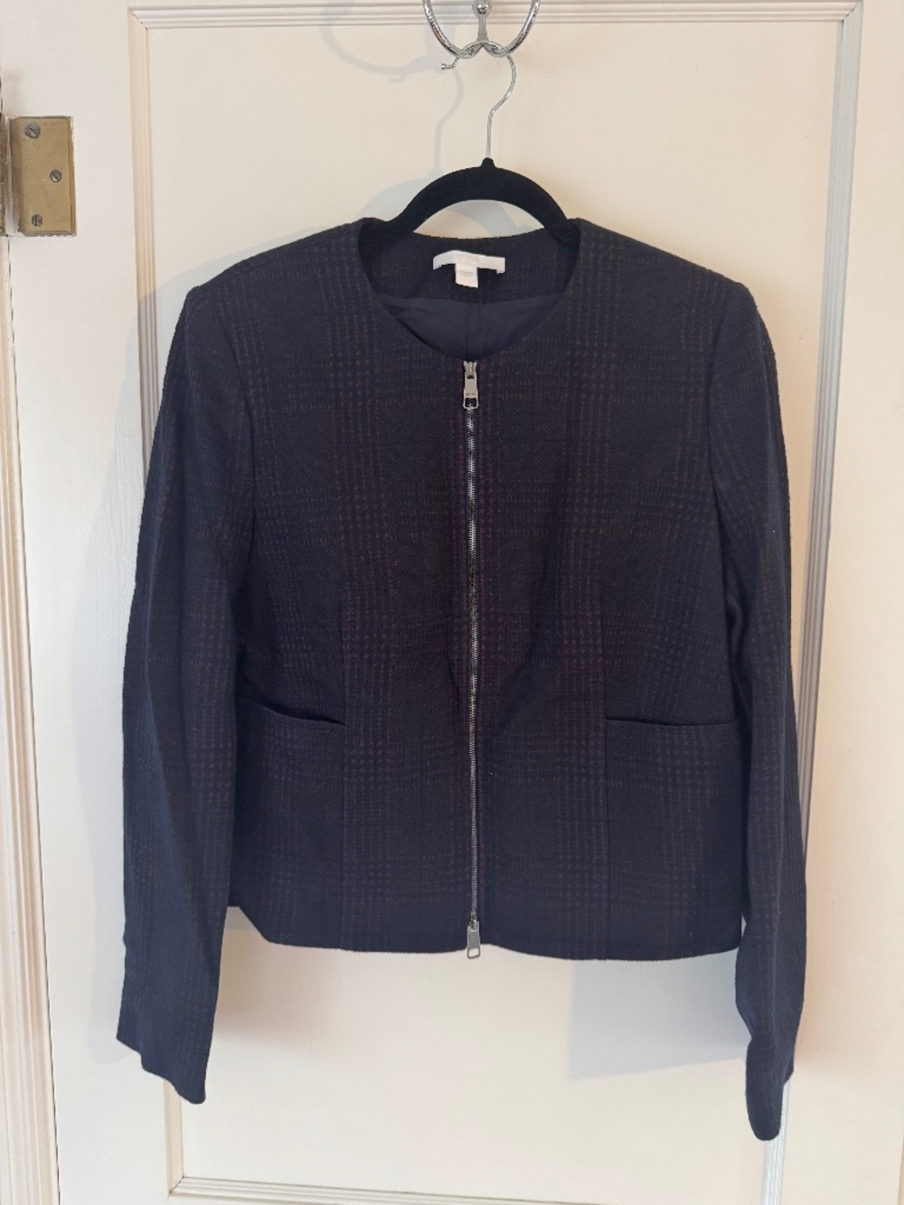 Boss Navy Orange Double Zip Cropped Jacket, Size 8